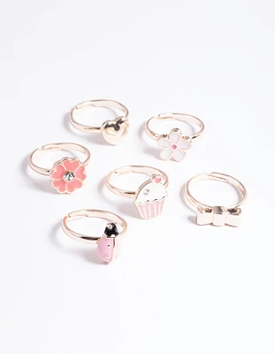 Kids Pink Sweet Ladybug Ring 6-Pack