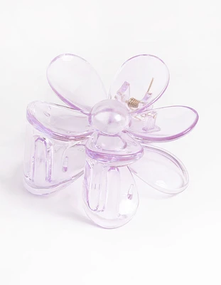 Kids Transparent Purple Daisy Flower Claw Clip