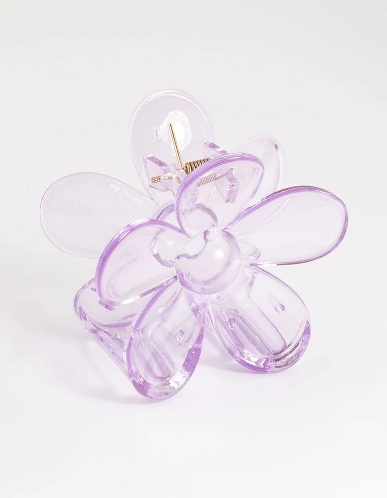 Kids Transparent Purple Daisy Flower Claw Clip