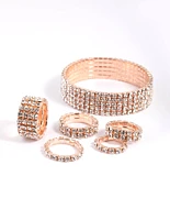 Rose Gold Diamante Cupchain Bracelet & Ring