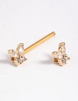 Gold Plated Surgical Steel Butterfly Nipple Bar