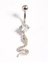 Surgical Steel Crystal Snake Drop Belly Ring