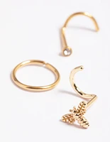 Gold Plated Surgical Steel Bee Nose Stud Pack