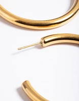 Gold Plated Stainless Steel Chunky Medium Hoop Earrings