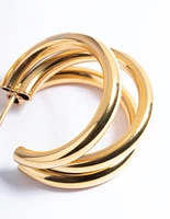 Gold Plated Stainless Steel Triple Hoop Earrings