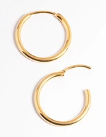 Gold Plated Stainless Steel Thin Small Huggie Earrings