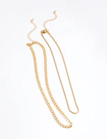 Waterproof Gold Plated Stainless Steel Twist Chain Double Layer Necklace