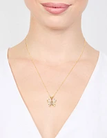 Waterproof Gold Plated Stainless Steel Cubic Zirconia Butterfly Necklace