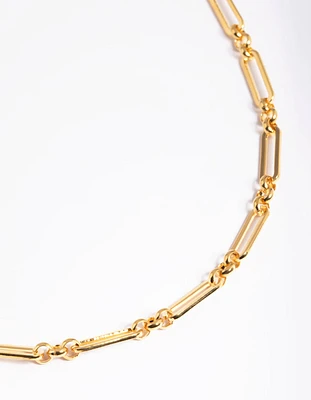 Waterproof Gold Plated Stainless Steel Open Oval Link Necklace