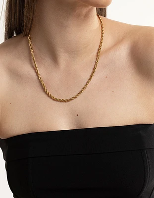 Gold Plated Stainless Steel Thick Twist Chain Necklace