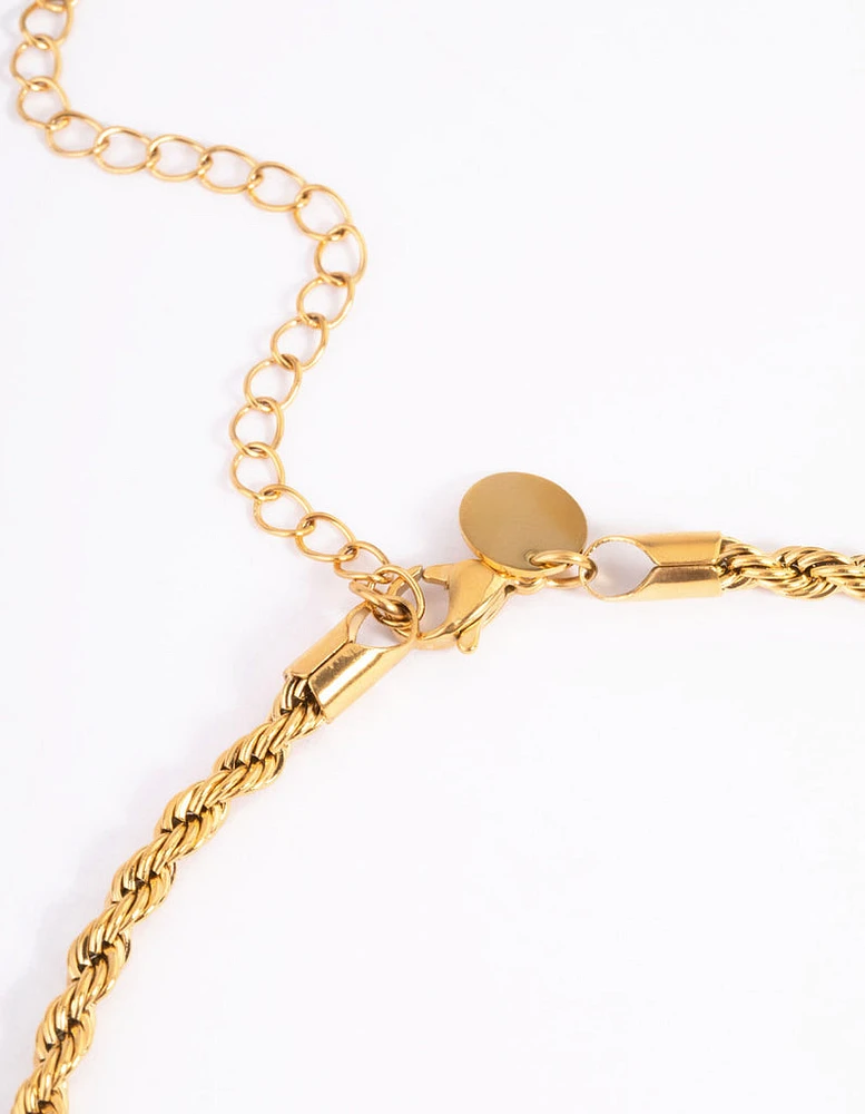 Gold Plated Stainless Steel Thick Twist Chain Necklace