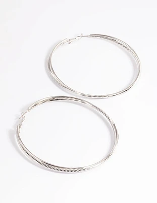 Silver Snake Chain Hoop Earrings