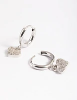 Surgical Steel Pave Heart Hoop Earrings