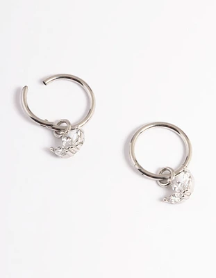 Surgical Steel Cubic Zirconia Trio Marquise Hoop Earrings