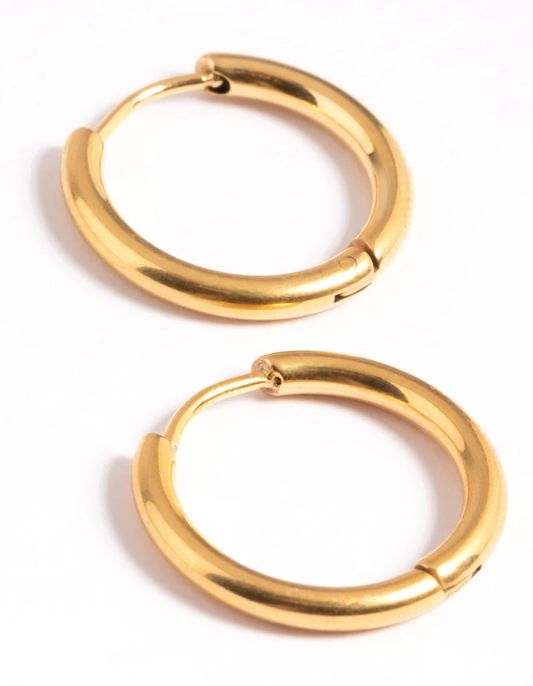 Gold Plated Surgical Steel Thin 12mm Hoop Earrings