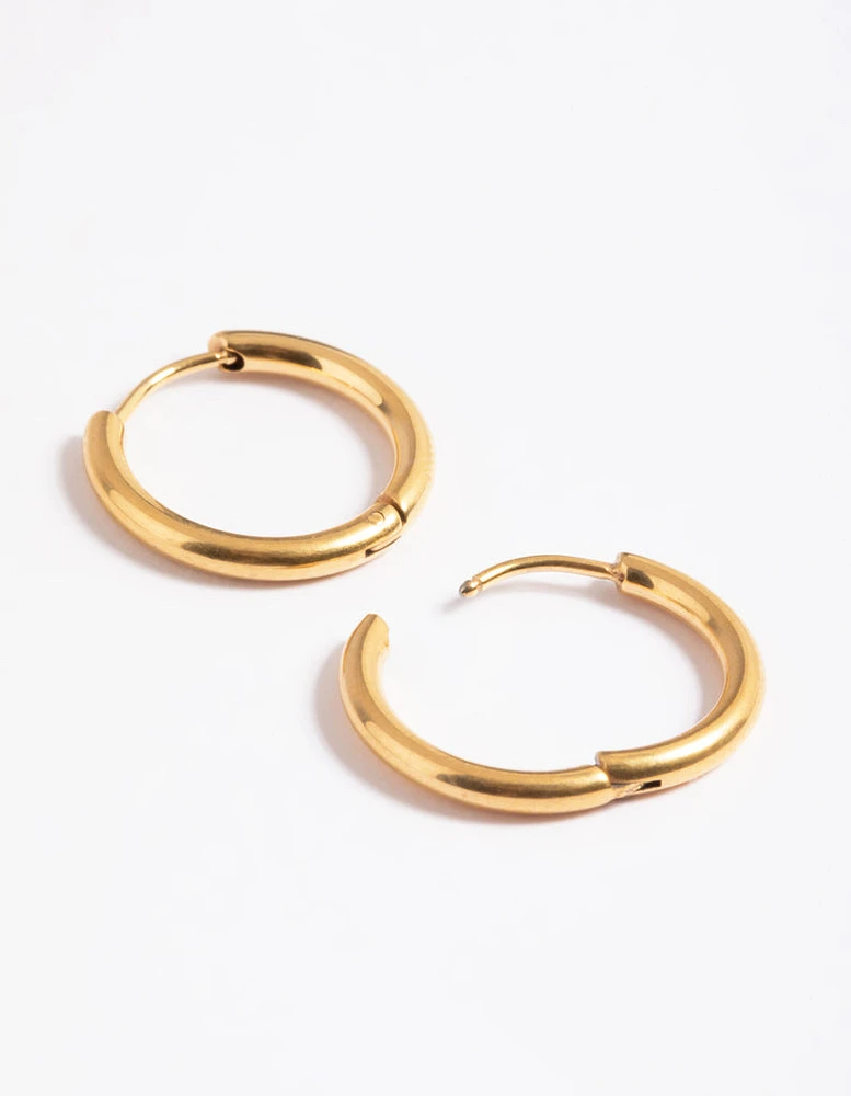 Gold Plated Surgical Steel Thin 12mm Hoop Earrings