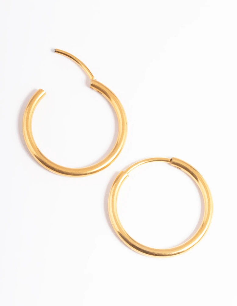 Gold Plated Surgical Steel Thin 18mm Hoop Earrings