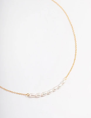 Gold Plated Sterling Silver Freshwater Pearl Row Choker