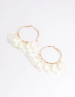 Gold Pearlised Petal Hoop Earrings