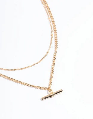 Gold 2 Layer Fob Necklace