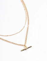 Gold 2 Layer Fob Necklace