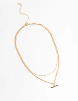 Gold 2 Layer Fob Necklace