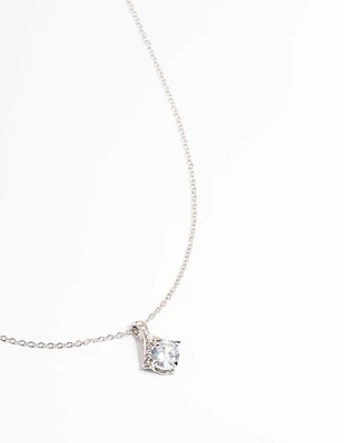 Rhodium Cubic Zirconia Drop Necklace