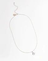 Rhodium Cubic Zirconia Drop Necklace