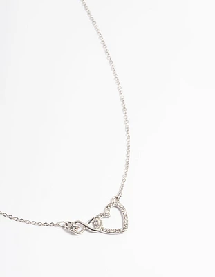 Rhodium Heart & Infinity Diamante Necklace