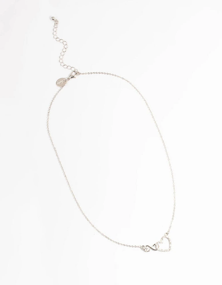 Rhodium Heart & Infinity Diamante Necklace