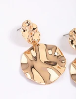 Gold Wrapped Double Disc Drop Earrings