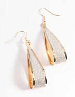 Silver Glitter Paper Fold Drop Earrings