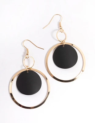 Gold Multi Open Circle Drop Earrings