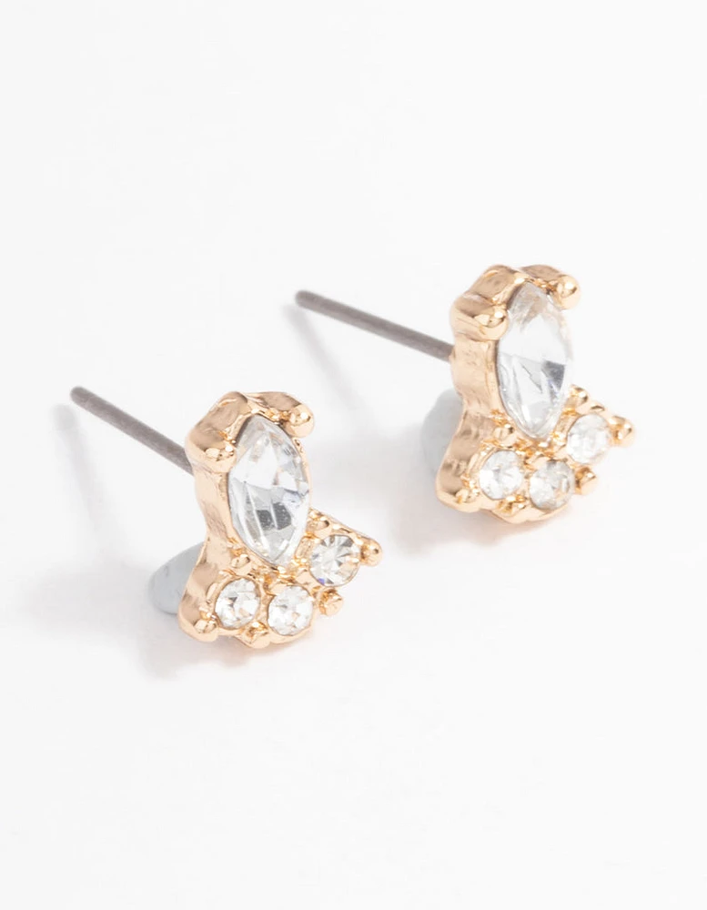 Gold Mini Stone Set Stud Earrings