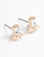 Gold Mini Stone Set Stud Earrings