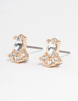 Gold Mini Stone Set Stud Earrings