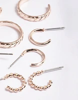 Rose Gold Mixed Diamante Hoop Earrings 8-Pack