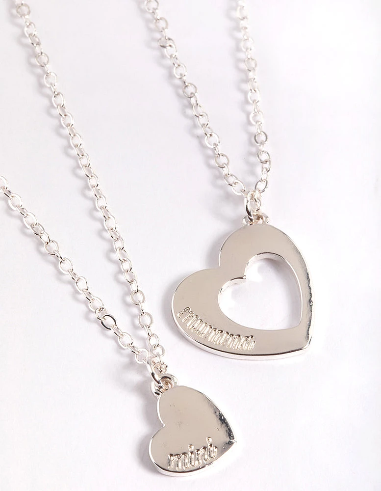 Silver Mumma Mini Heart Necklace Pack