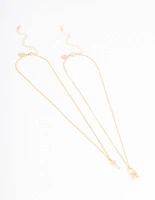 Gold Diamante Lock & Key Necklace Pack