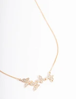 Gold Diamante Butterfly Necklace