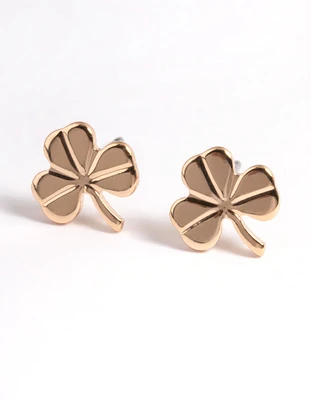 Gold Clover Stud Earrings