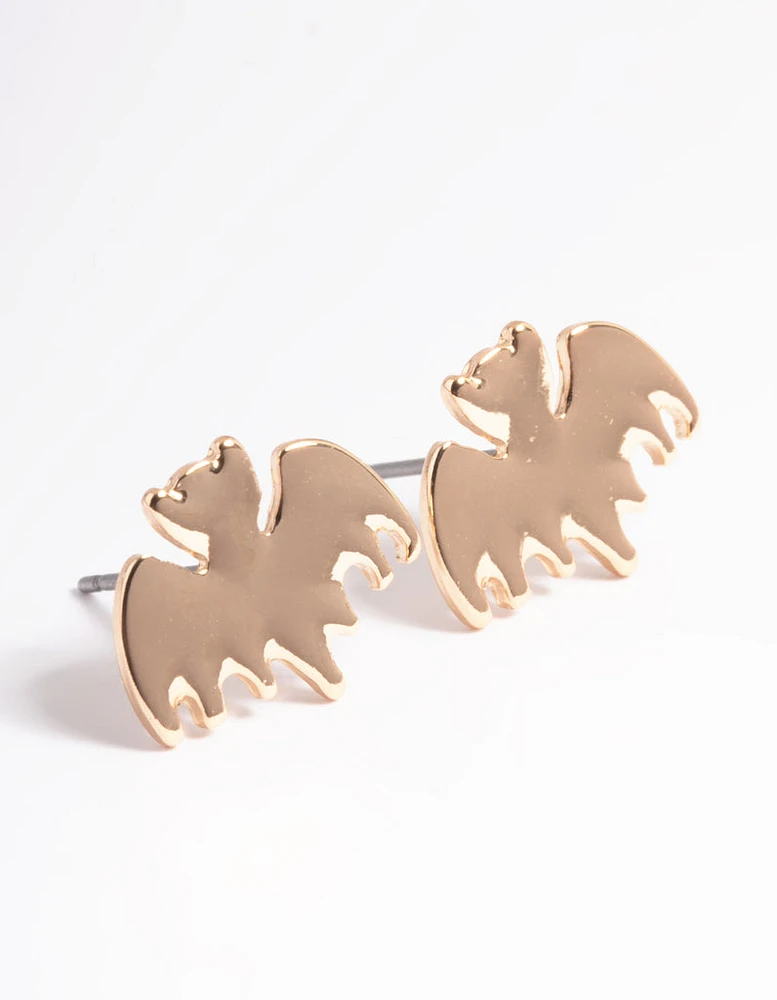 Gold Bat Stud Earrings