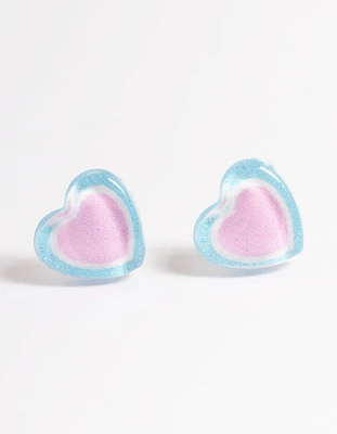 Plastic Resin Heart Stud Earrings