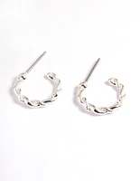 Silver Rope Twist Huggie Earrings