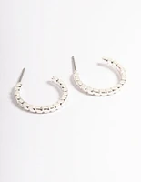 Silver Flat Rope Huggie Earrings