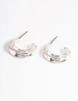 Silver Wrapped Huggie Earrings