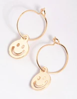 Gold Cutout Smiley Hoop Earrings