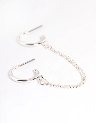 Silver Double Hoop Chain Earrings