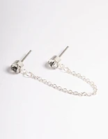 Silver Double Diamante Chain Earrings