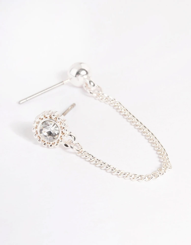 Silver Diamante & Ball Chain Earrings